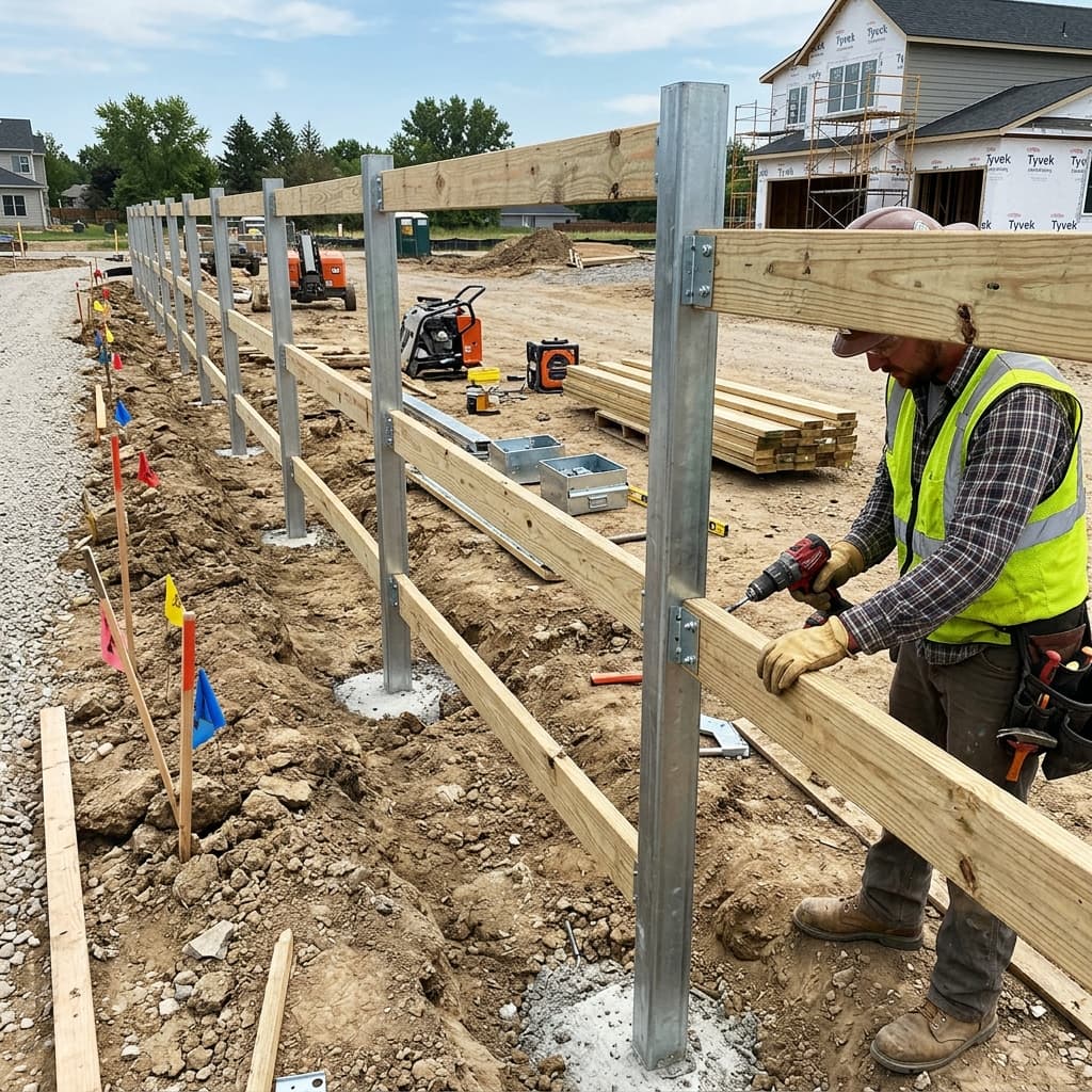 180-foot horizontal Cumaru hardwood fence build in Brentwood, Los Angeles - Day 5